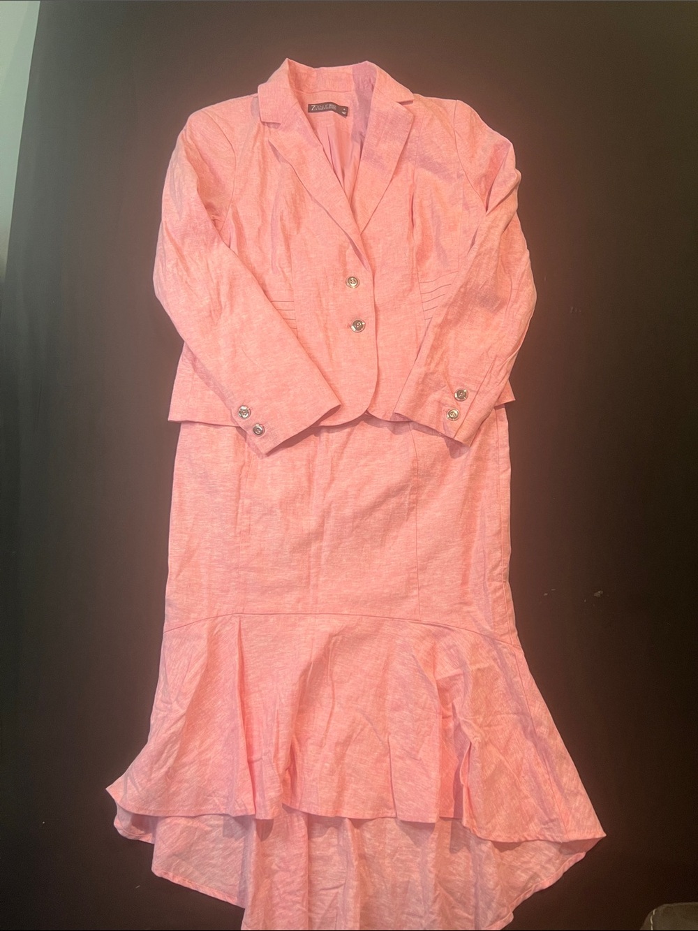 New York & Company Pink Two-Piece Skirt Suit